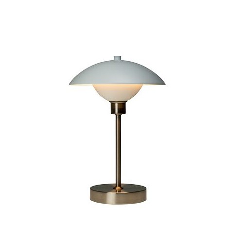 Roma bordlampe i hvid og børstet stål, batteri/genopladelig - Dyberg Larsen