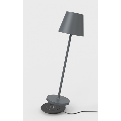 Opladelig bordlampe, udendørs, 2700K, RA97, dæmpbar, Anthracit grå, med opladerfod - Calida Mini