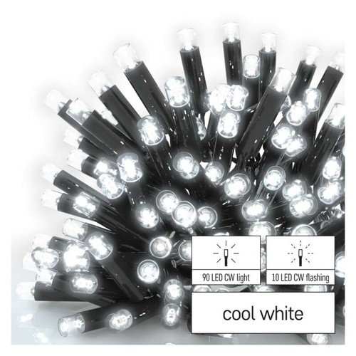 Restsalg: LED julelyskæde som blinker - 10 meter, ude og inde, kold hvid