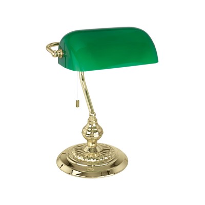 4: Bordlampe med snorafbryder i messing/grøn, E27  - EGLO Banker