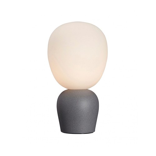 BUDDY bordlampe, G9, Ø18,4cm, betongrå/ opal glas