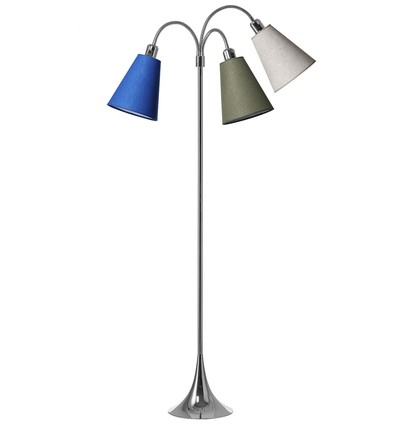 E27 TRAFIK gulvlampe, Nielsen Light - Krom - Oliv, sand, kornblå