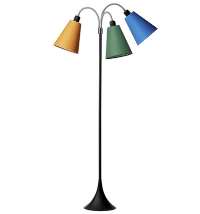 E27 TRAFIK gulvlampe, Nielsen Light - Sort - Græsgrøn, karry, chevyblå