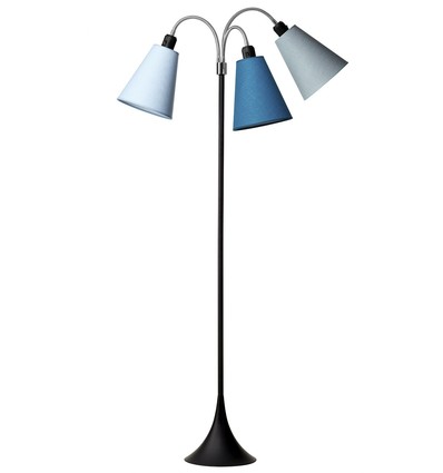 E27 TRAFIK gulvlampe, Nielsen Light - Sort - Lyseblå, turkis, petroleum