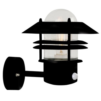 13: Nordlux Blokhus væglampe, E27, sensor, sort