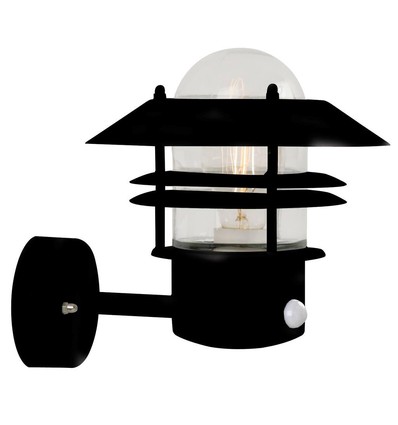 Nordlux Blokhus væglampe, E27, sensor, sort