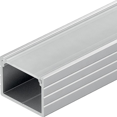 Aluprofil 18x13 til IP65 og IP68 LED strip - Bred, 1 meter, inkl. matteret cover og klips, anodiseret