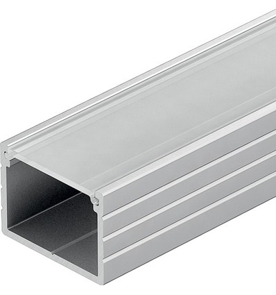 Aluprofil 18x13 til IP65 og IP68 LED strip - Bred, 1 meter, inkl. matteret cover og klips, anodiseret