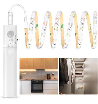 1 meter LED strip med sensor og batteri, 30 LED'er, 130lm, vandtæt