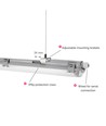 120cm Armatur + 2x LED rør T8 - IP65, gennemfortrådet