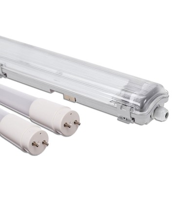 120cm Armatur + 2x LED rør T8 - IP65, gennemfortrådet