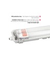 150cm Armatur + 2x LED rør T8 - IP65, gennemfortrådet