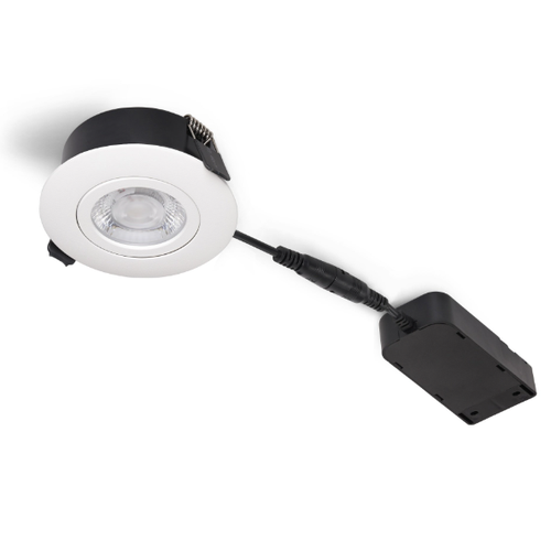 6W flex low indbygningspot - GU10, mat hvid, IP44, godkendt i isolering