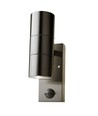 V-Tac væglampe op/ned m. sensor - IP44 udendørs, rustfri, GU10 fatning, uden lyskilde