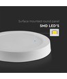 V-Tac 6W LED loftslampe - Ø12cm, Højde: 3cm, hvid kant, inkl. lyskilde
