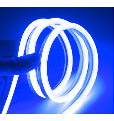 Blå 8x16 Neon Flex LED - 5 meter, 8W pr. meter, IP67, 12V