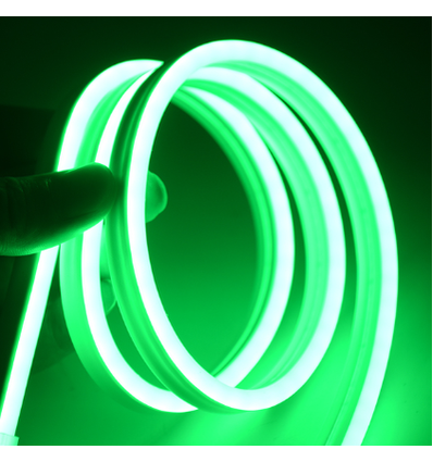 Grøn 8x16 Neon Flex LED - 5 meter, 8W pr. meter, IP67, 12V