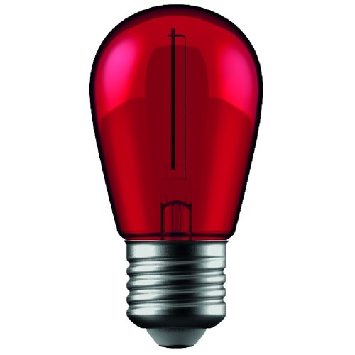 1W Farvet LED kronepære - Rød, kultråd, E27