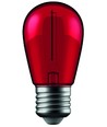 1W Farvet LED kronepære - Rød, kultråd, E27