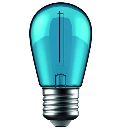 1W Farvet LED kronepære - Blå, kultråd, E27