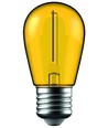 1W Farvet LED kronepære - Gul, kultråd, E27