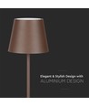 V-Tac opladelig bordlampe, trådløs - Cortenfarvet, IP54 udendørs bordlampe, touch dæmpbar, model mini