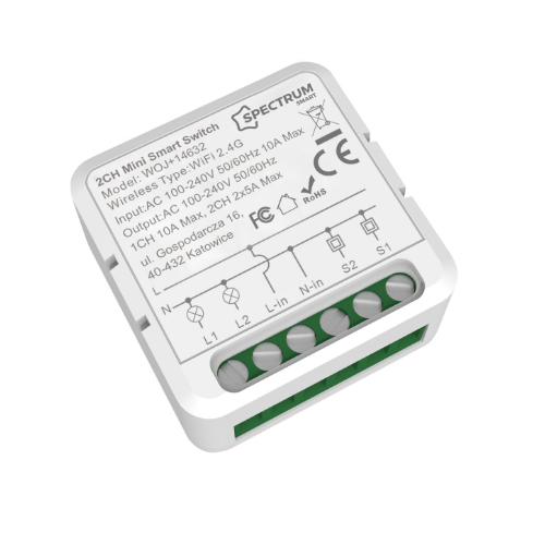 Wifi indbygningsrelæ - Tuya/Smart Life, 1150W