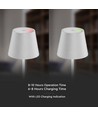 V-Tac opladelig bordlampe, trådløs - Hvid, IP54 udendørs bordlampe, touch dæmpbar, model mini