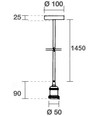 Lampefatning & roset, Designer - Mat sort, 150cm ledning, E27