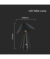 V-Tac opladelig 3i1 bordlampe - Sort, IP20, touch dæmpbar