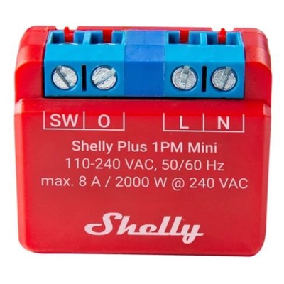 Se Shelly Plus 1PM Mini - WiFI relæ med effektmåling (230VAC) hos LEDProff DK