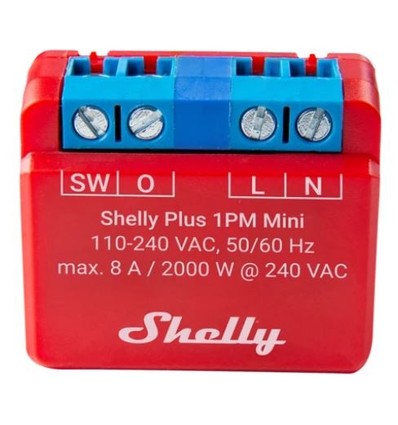 Shelly Plus 1PM Mini - WiFI relæ med effektmåling (230VAC)