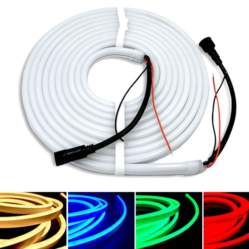 20m 16W/m RGB+WW Neon flex strip - 24V DC, IP65, Kan deles hver 10cm, 72 LED pr. meter