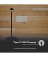 Outlet: V-Tac opladelig 3i1 bordlampe - Sort, IP20, touch dæmpbar, model mini