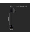 V-Tac LED lampe - Flot loftlampe, Ø12, sort, inkl. ophæng