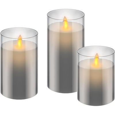 Se Goobay Set Of 3 Led Real Wax Candles In Glass - Led-lys hos LEDProff DK
