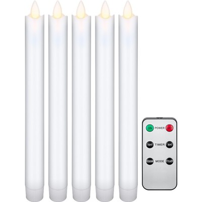 5-pak hvide LED stearinlys inkl. fjernbetjening  - Batteri