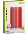 5-pak røde LED stearinlys inkl. fjernbetjening - Batteri