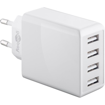 16: 4 Ports USB oplader 30W - Hvid