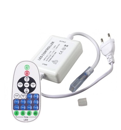 RF trådløs timer+dæmper med fjernbetjening - Inkl. endeprop, til 230V (COB), memory funktion, maks. 50 m