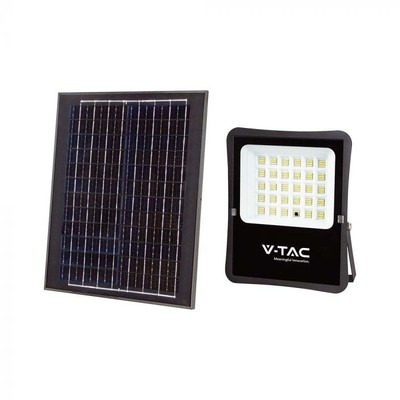 V-Tac 20W Solcelle projektør LED - Sort, inkl. solcelle, fjernbetjening, IP65 - Kulør : Neutral