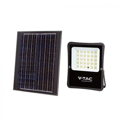 V-Tac 300W Solcelle projektør LED - Sort, inkl. solcelle, fjernbetjening, IP65