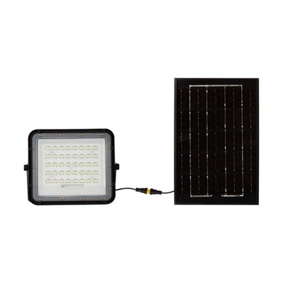 Se V-Tac 6W Solcelle projektør LED - Sort, inkl. solcelle, fjernbetjening, indbygget batteri, IP65 - Kulør : Neutral hos LEDProff DK