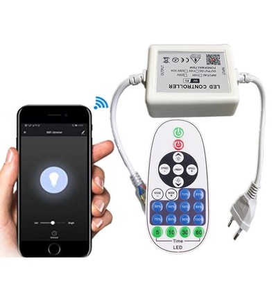 230V WiFi Smart Home dæmper - Inkl. endeprop, til 230V (COB), memory funktion, max  50 m.