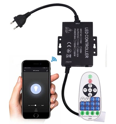 230V WiFi Smart Home dæmper - Inkl. endeprop, til 230V (COB), memory funktion, max 80 m