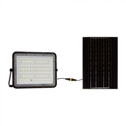 V-Tac 120W Solcelle projektør LED - Sort, inkl. solcelle, fjernbetjening, indbygget batteri, IP65