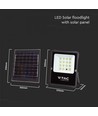 V-Tac 12W Solcelle projektør LED - Sort, inkl. solcelle, fjernbetjening, IP65