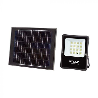 V-Tac 100W Solcelle projektør LED - Sort, inkl. solcelle, fjernbetjening, IP65 - Kulør : Neutral