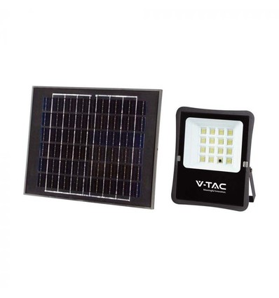 V-Tac 12W Solcelle projektør LED - Sort, inkl. solcelle, fjernbetjening, IP65