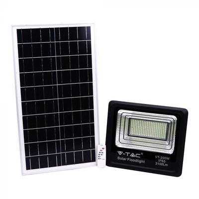 V-Tac 40W Solcelle projektør LED - Sort, inkl. solcelle, fjernbetjening, IP65 - Dæmpbar : Ikke dæmpbar, Kulør : Neutral